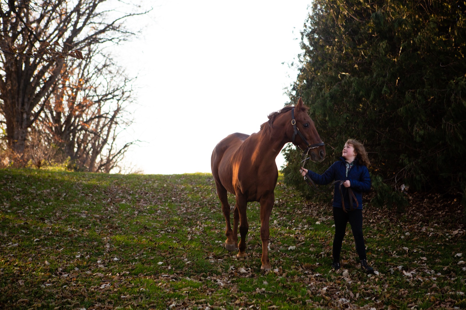 Evelyn laughing with her horse
